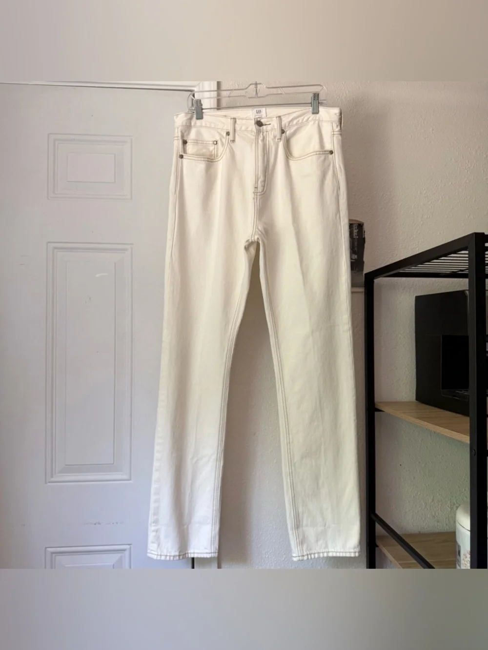 GAP x AMI cream off white cotton slim straight leg‎ denim jeans pants